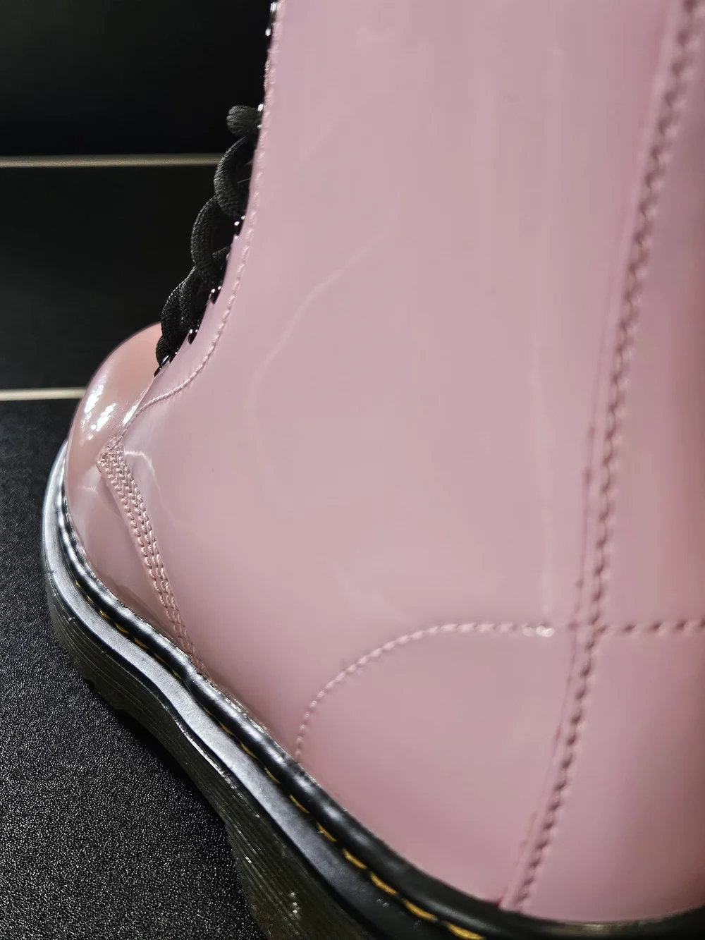 Dr. Martens Pink Patent 8-Eye Lace-Up Boots